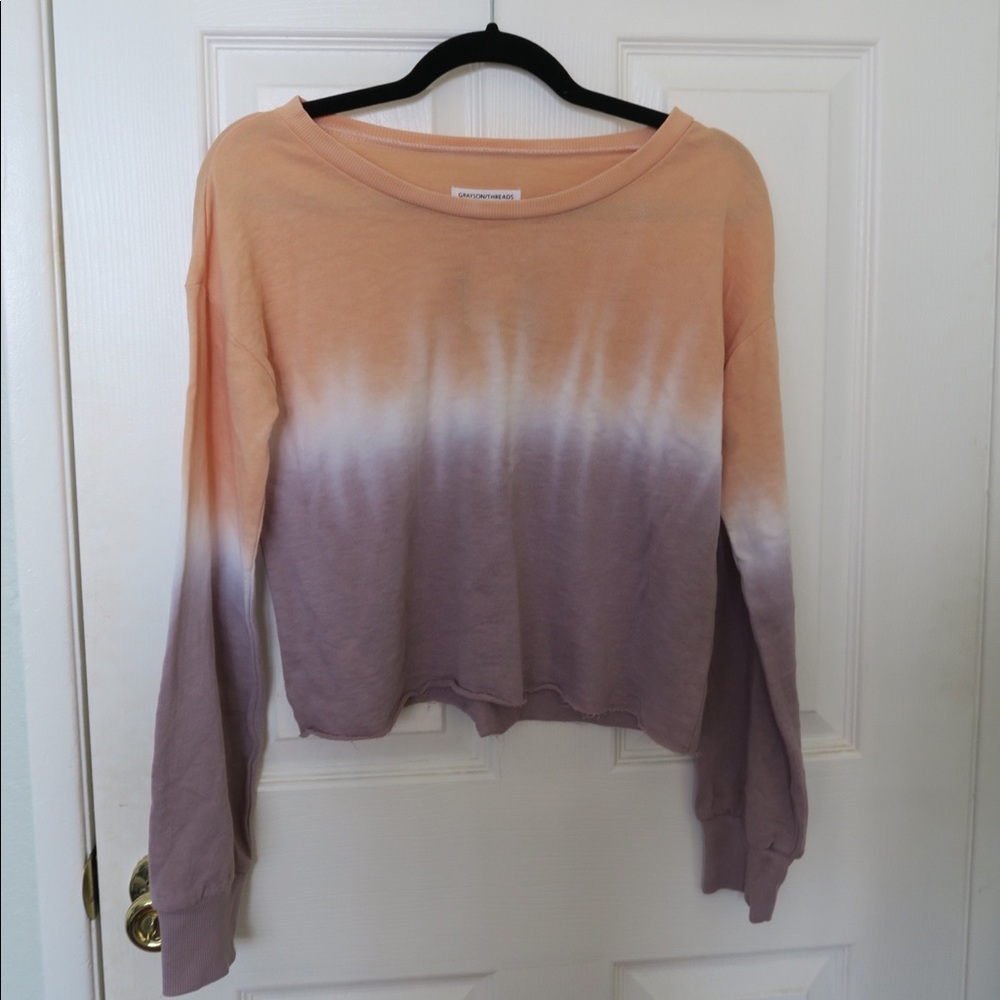 Tie dye cropped knit shirt